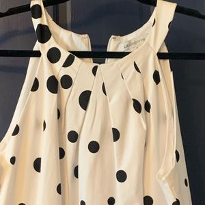 Liz Claiborne white dress with black polka dots